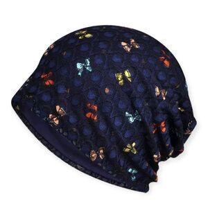 Blue Lace Hollow Out Lace Colorful Bows Skull Cap Beanie NEW - NEW